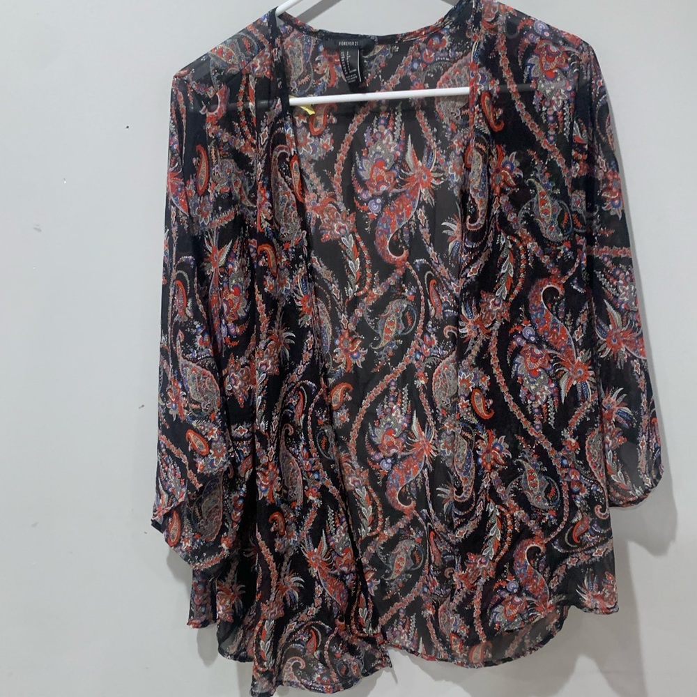 Women’s Open Front Blouse / Cardigan - Paisley Pattern